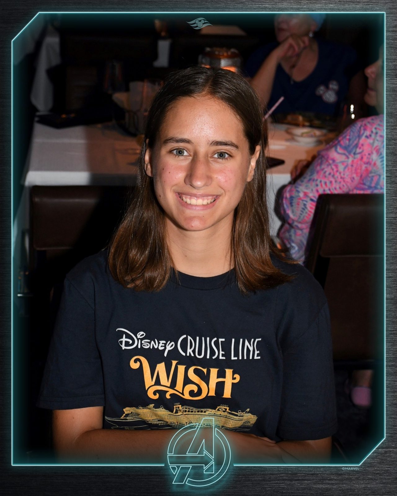 Lisa at dinner in Worlds of Marvel on the Wish