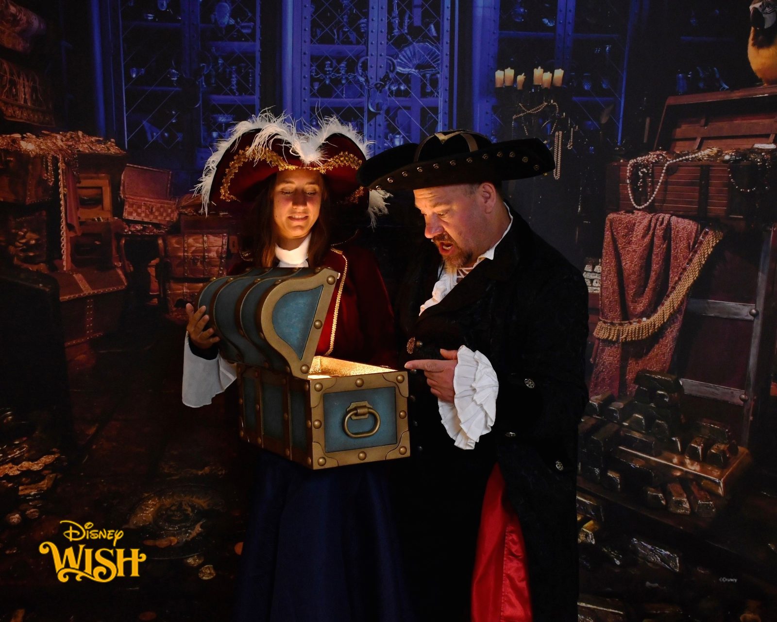 Lisa and Michael opening the treasure chest on Pirate Night