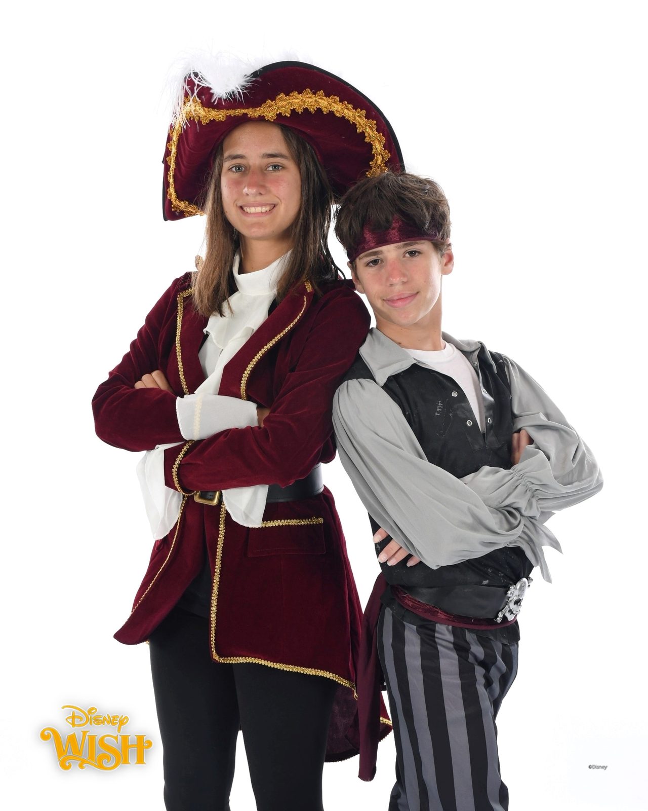 Lisa and Thomas, arms crossed, on Pirate Night