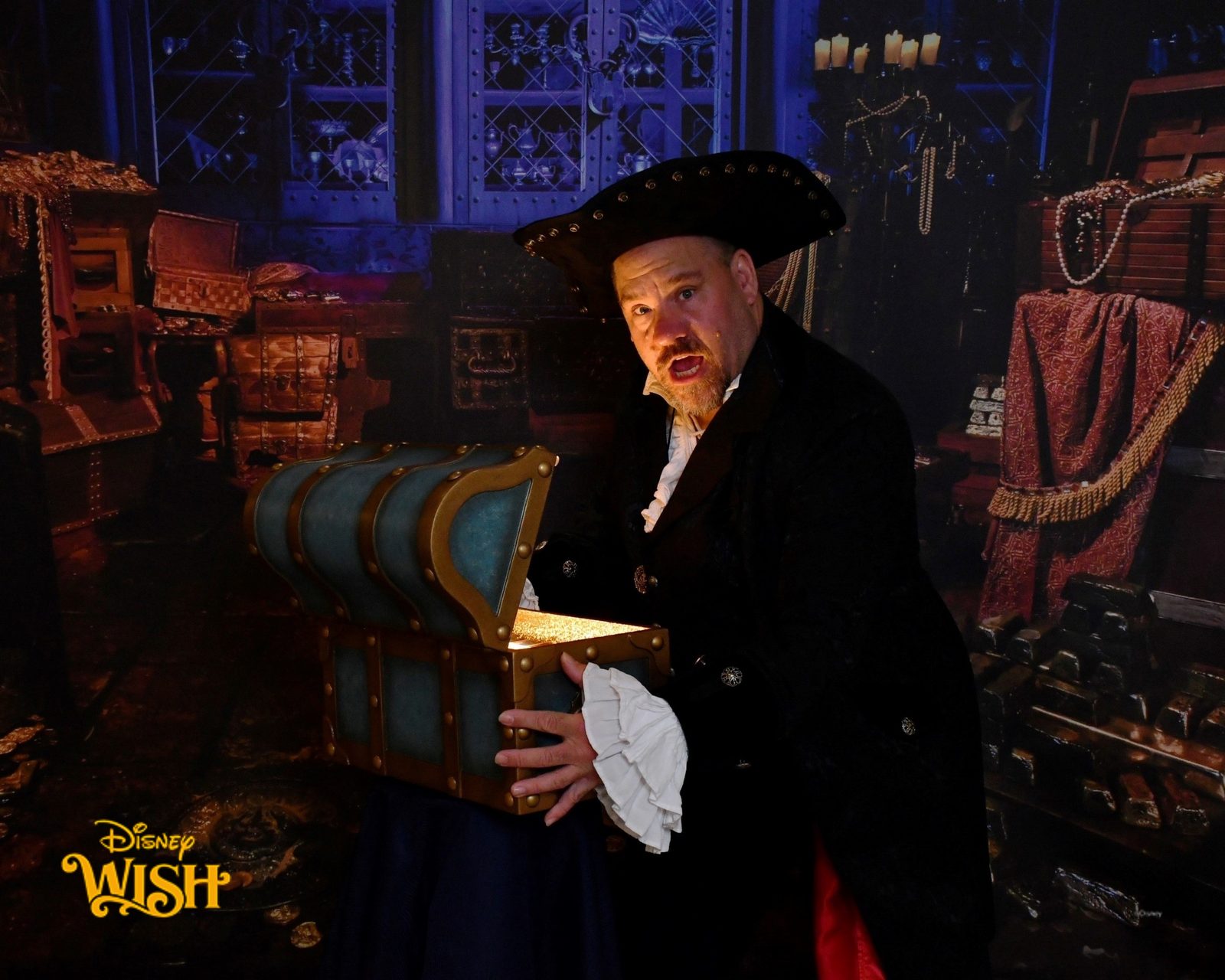 Michael opening the treasure chest on Pirate Night