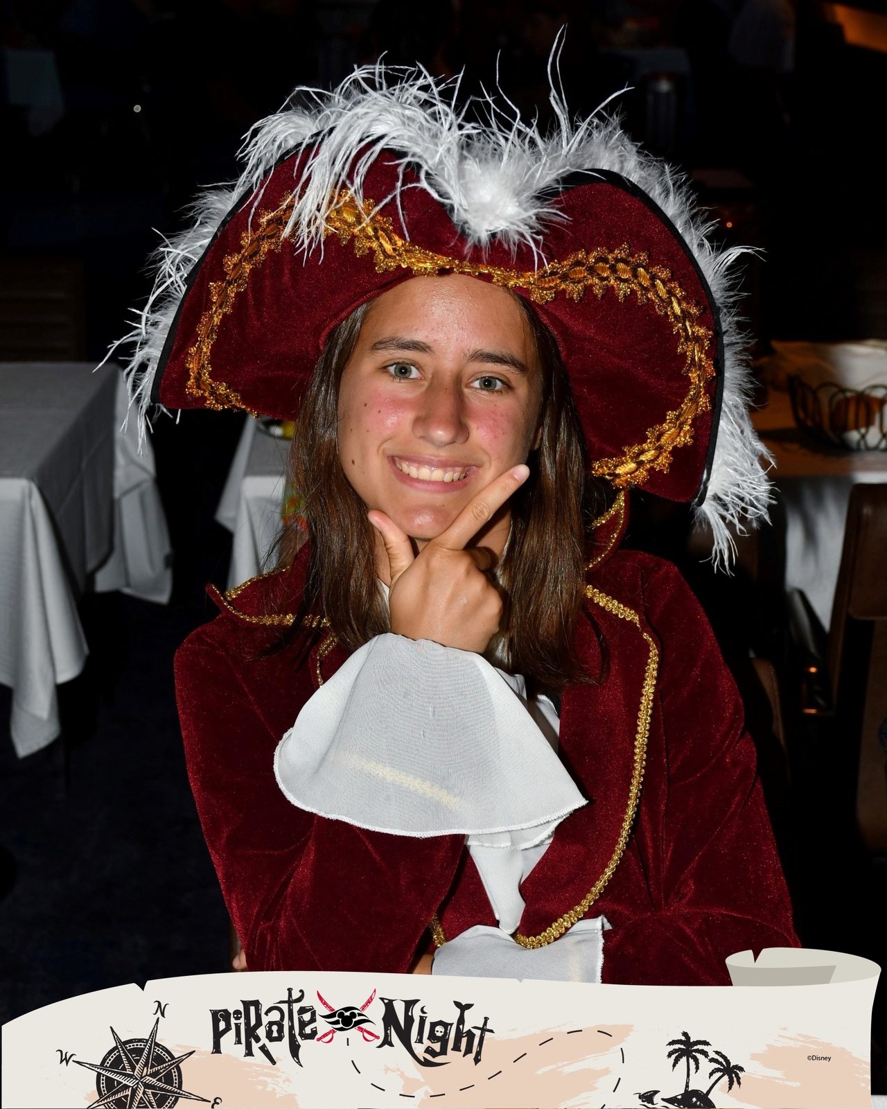 Lisa at dinner on Pirate Night