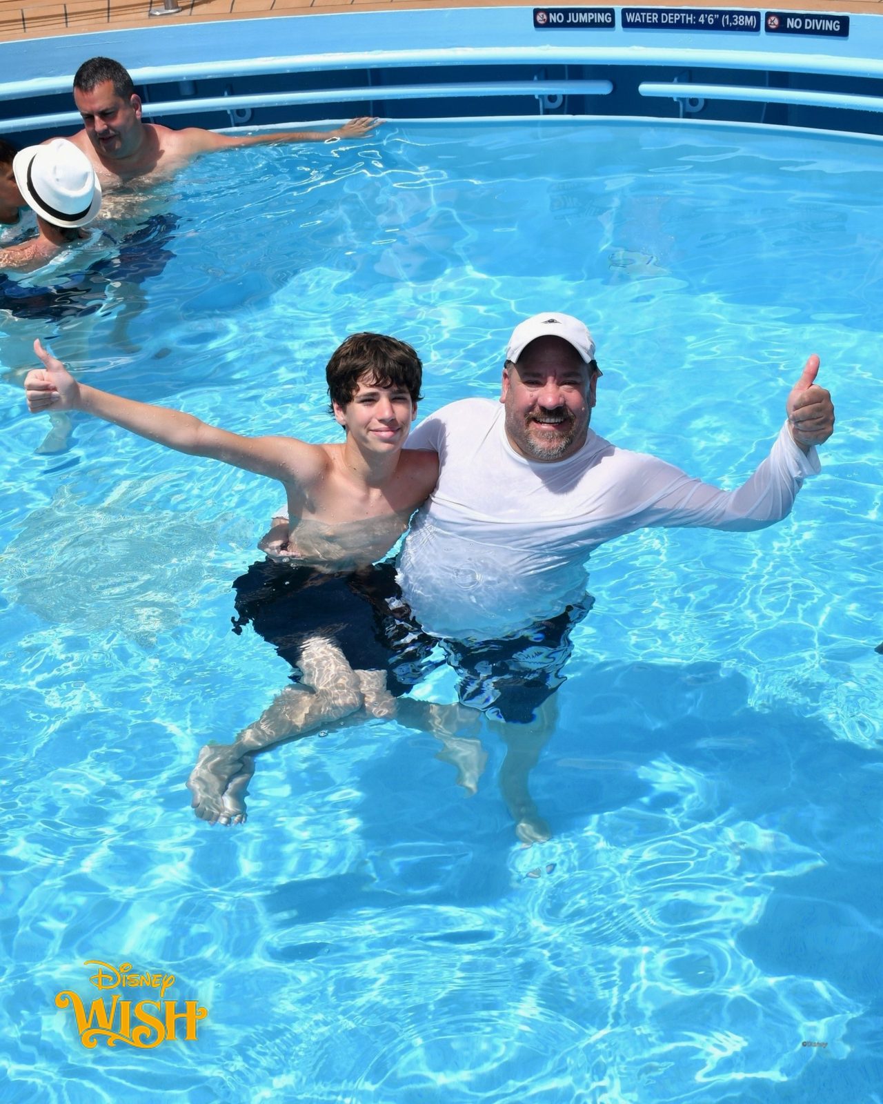 Thomas and Michael in the pool on the Wish