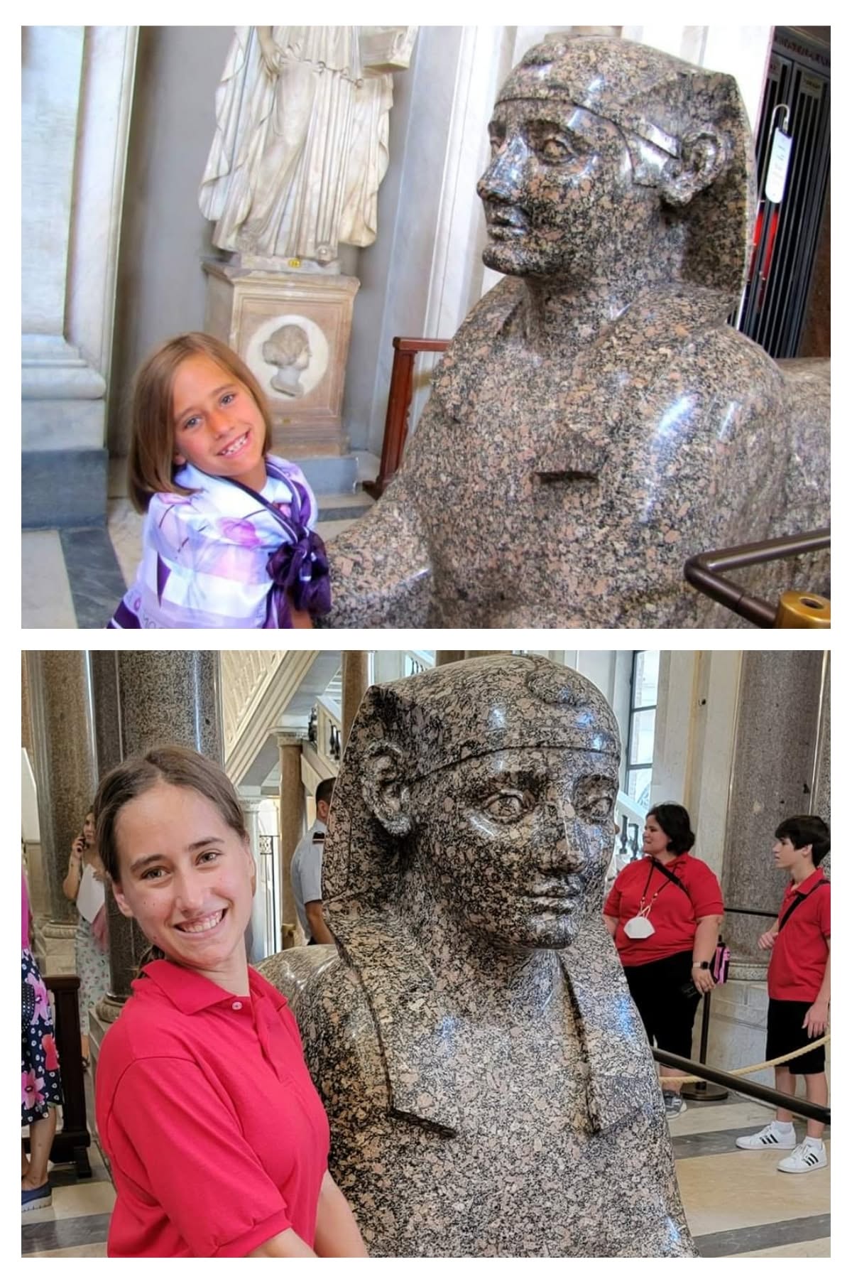 Lisa at the Vatican Museums, then and now