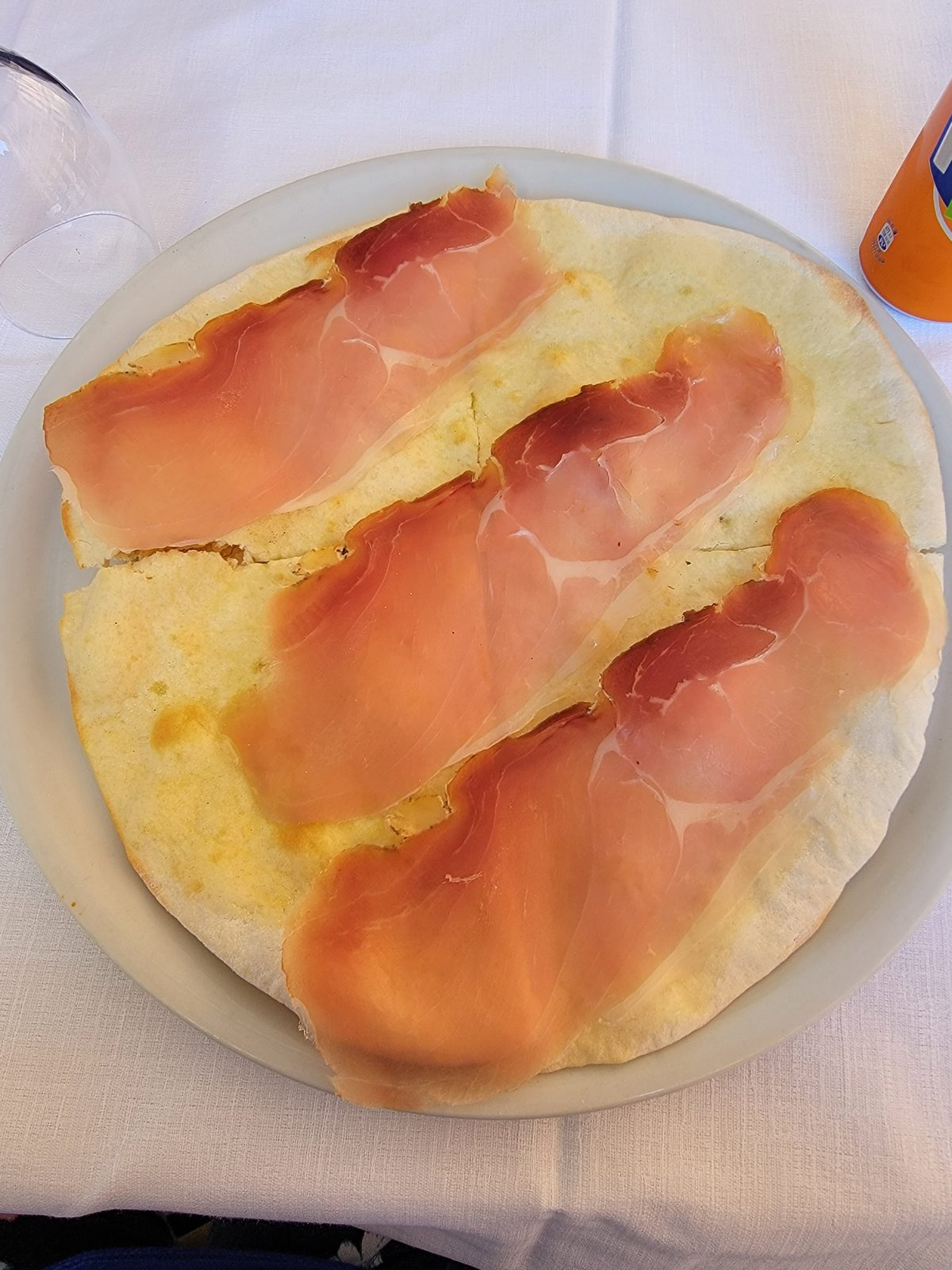 Prosciutto on bread, a snack before we went out