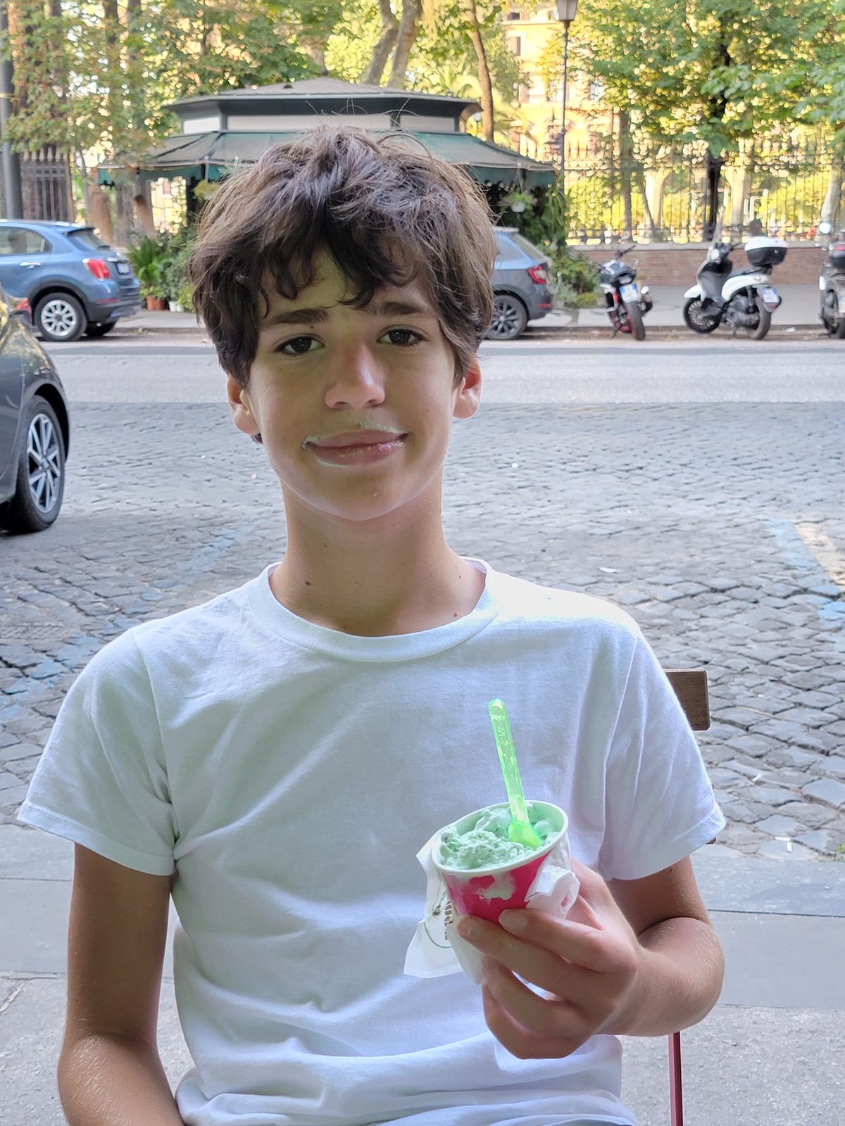 Thomas with gelato on our first evening in Rome