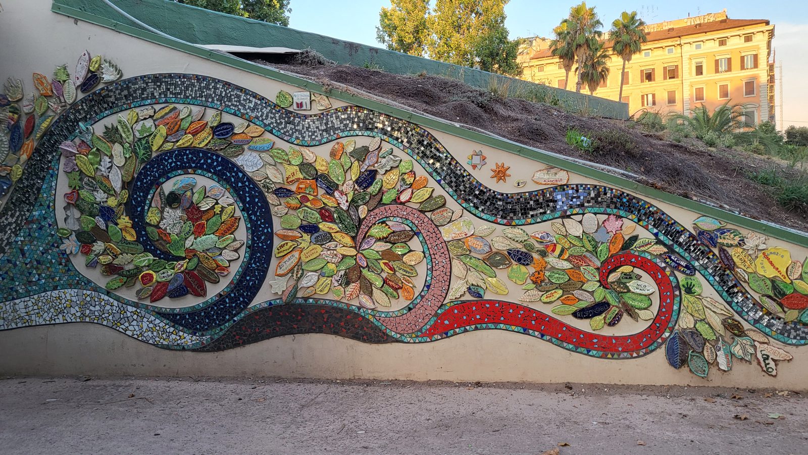 Mosaic bench in the park