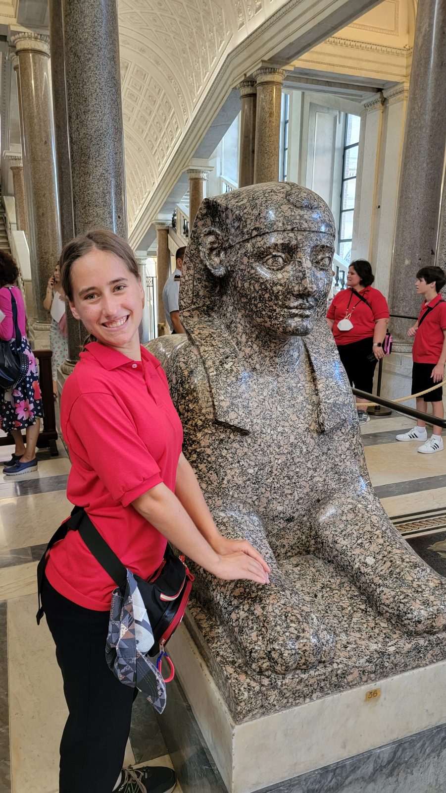 Lisa with the sphinx in the Vatican Museums