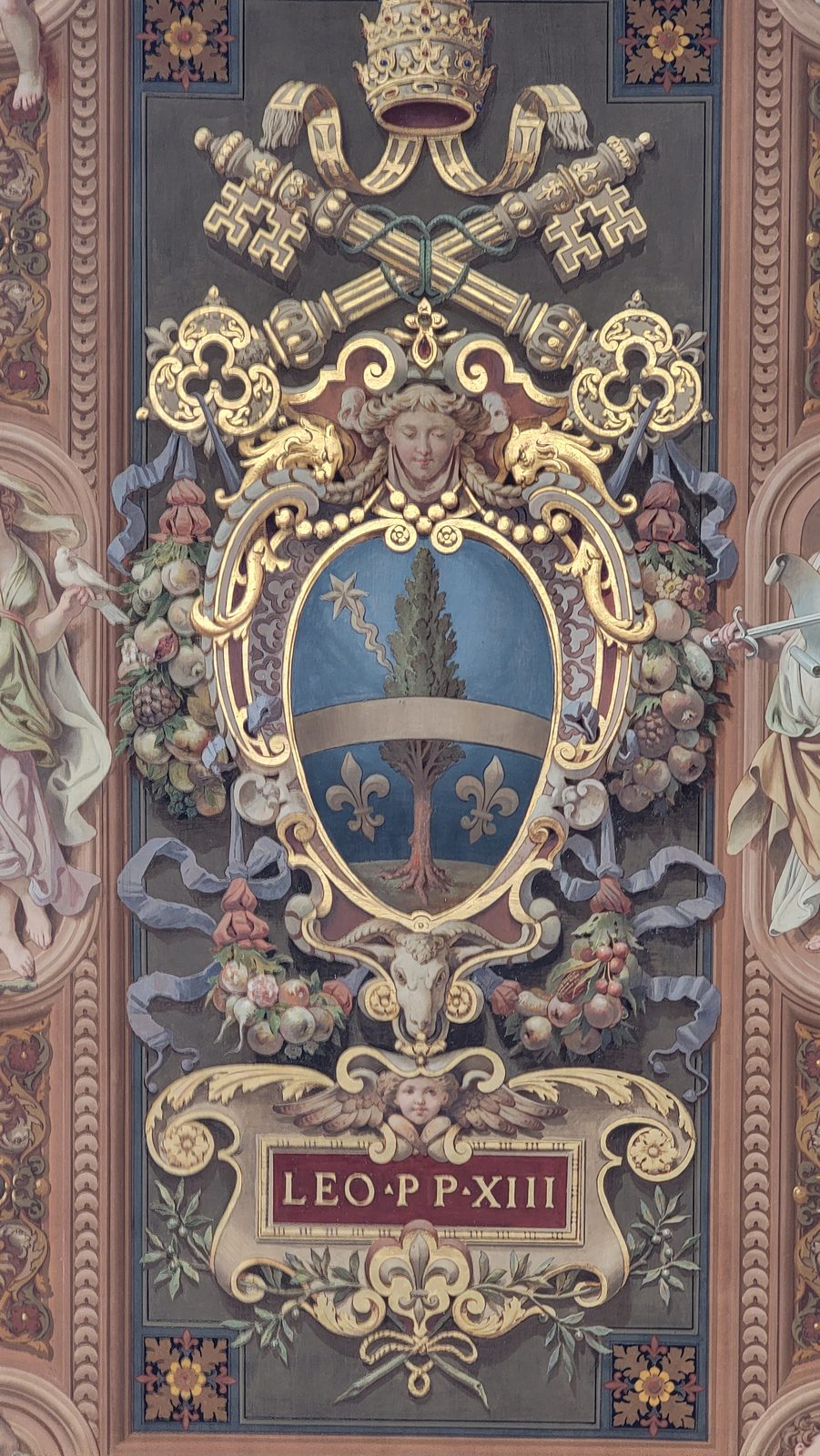 Leo XIII's coat of arms on the ceiling