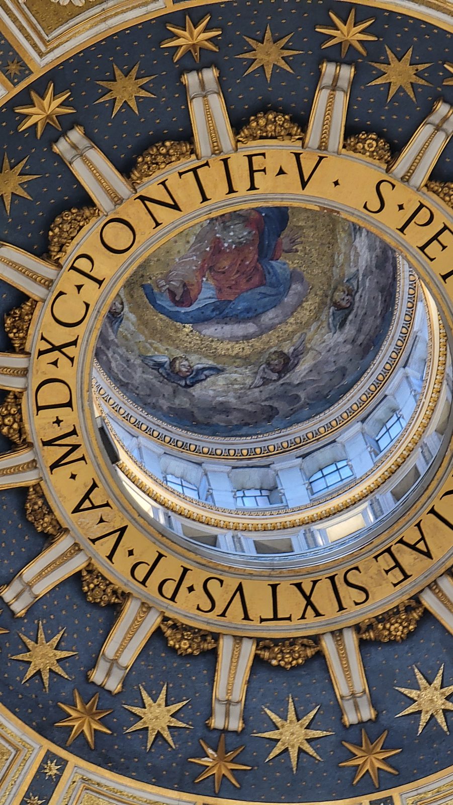 Looking up inside the dome of St. Peter's