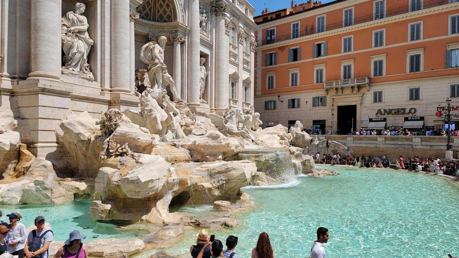 The crowd at the Trevi Fountain