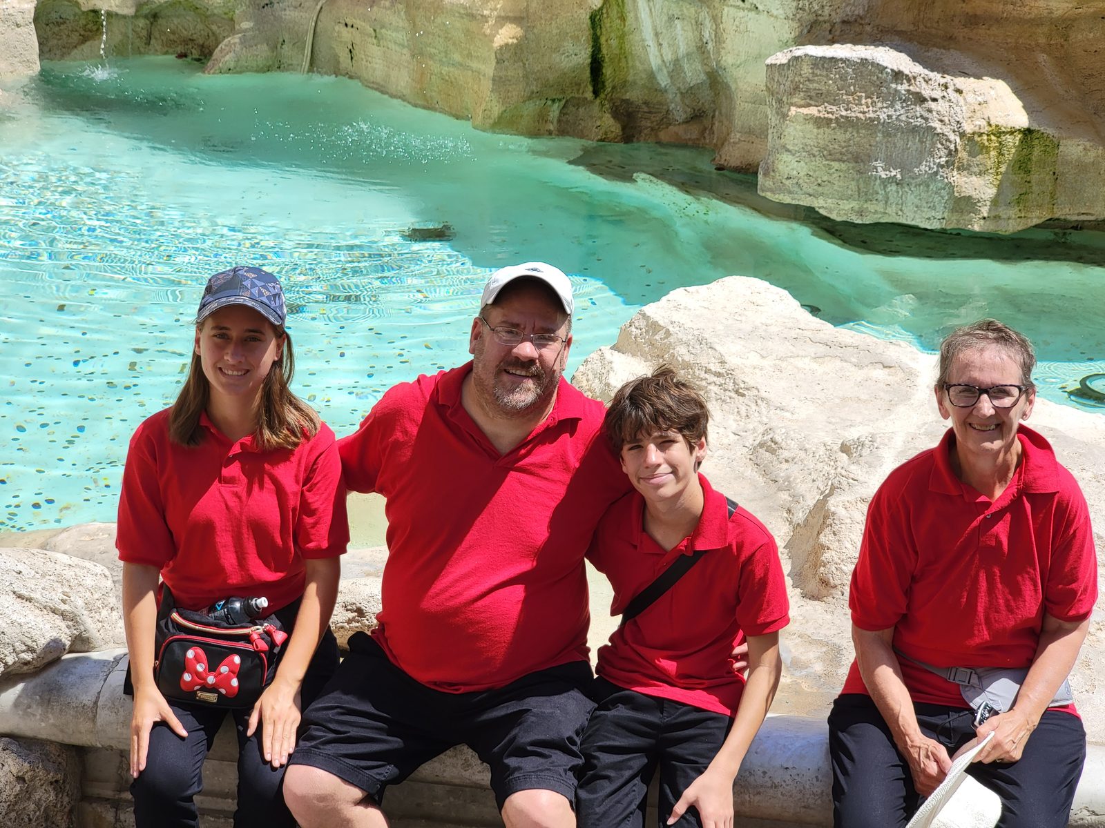 The family at the Trevi Fountain