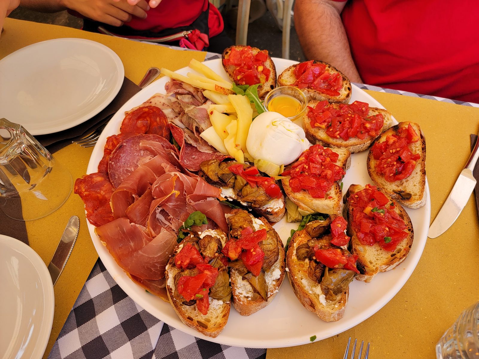 Cured meats and bruschetta for lunch in Rome