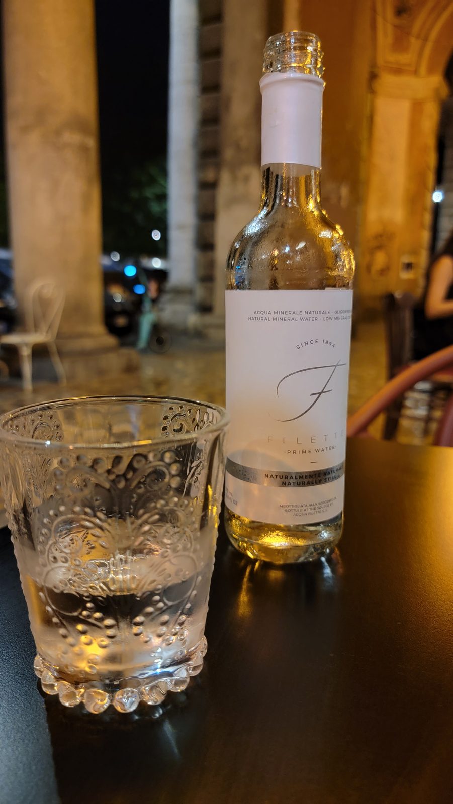 Fancy Water to go with my burger. Late night hunger pains due to the time change. I'm time traveling 6 hours into the future.