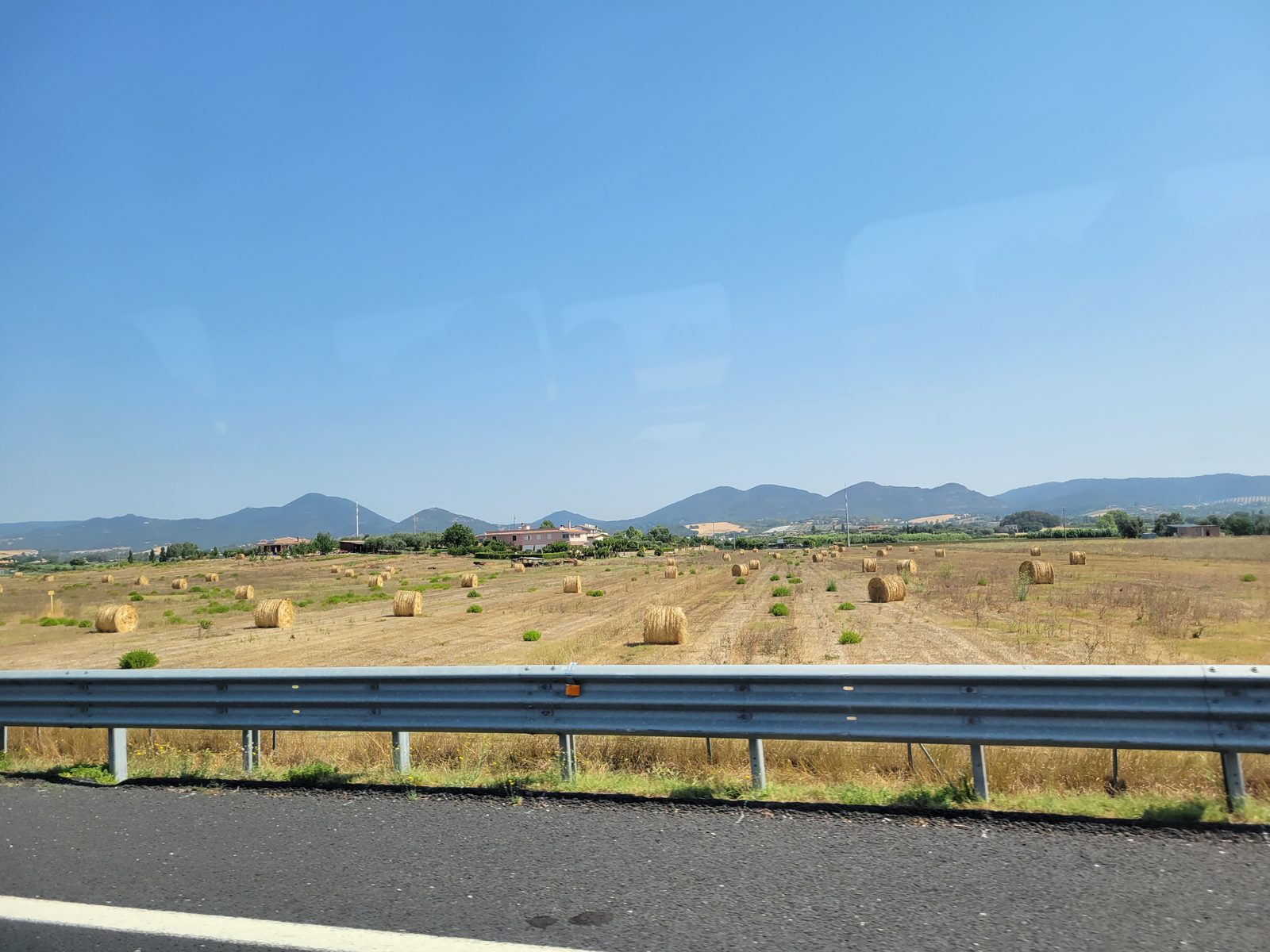 Hay bales in the fields along the road to Civitavecchia