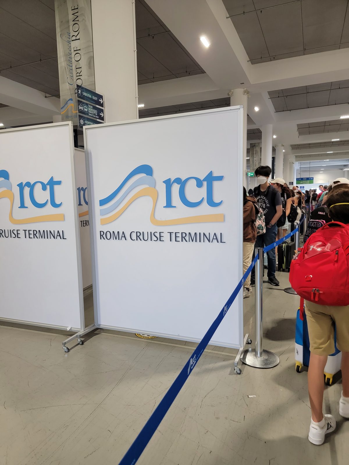 Checking in at the Rome Cruise Terminal