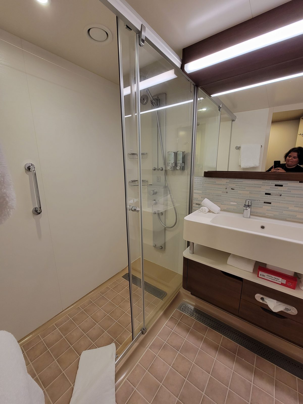 Our huge bathroom on the Norwegian Escape