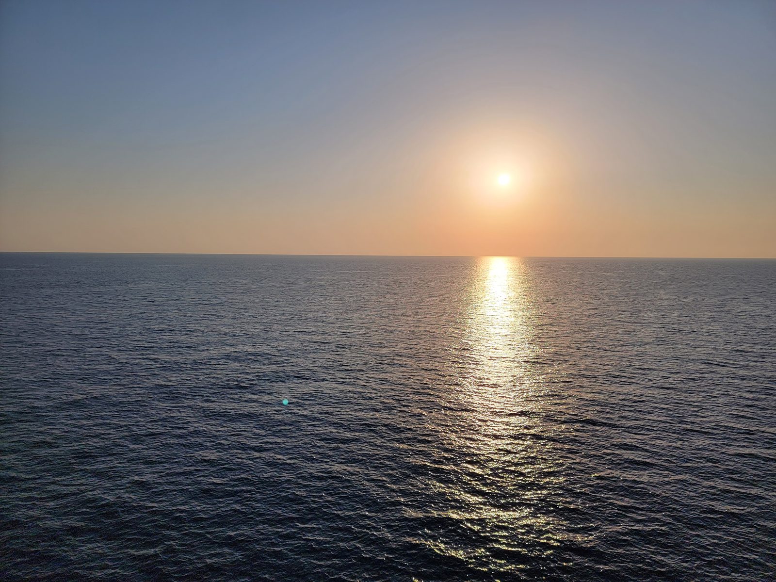 Sunset over the water after leaving Civitavecchia