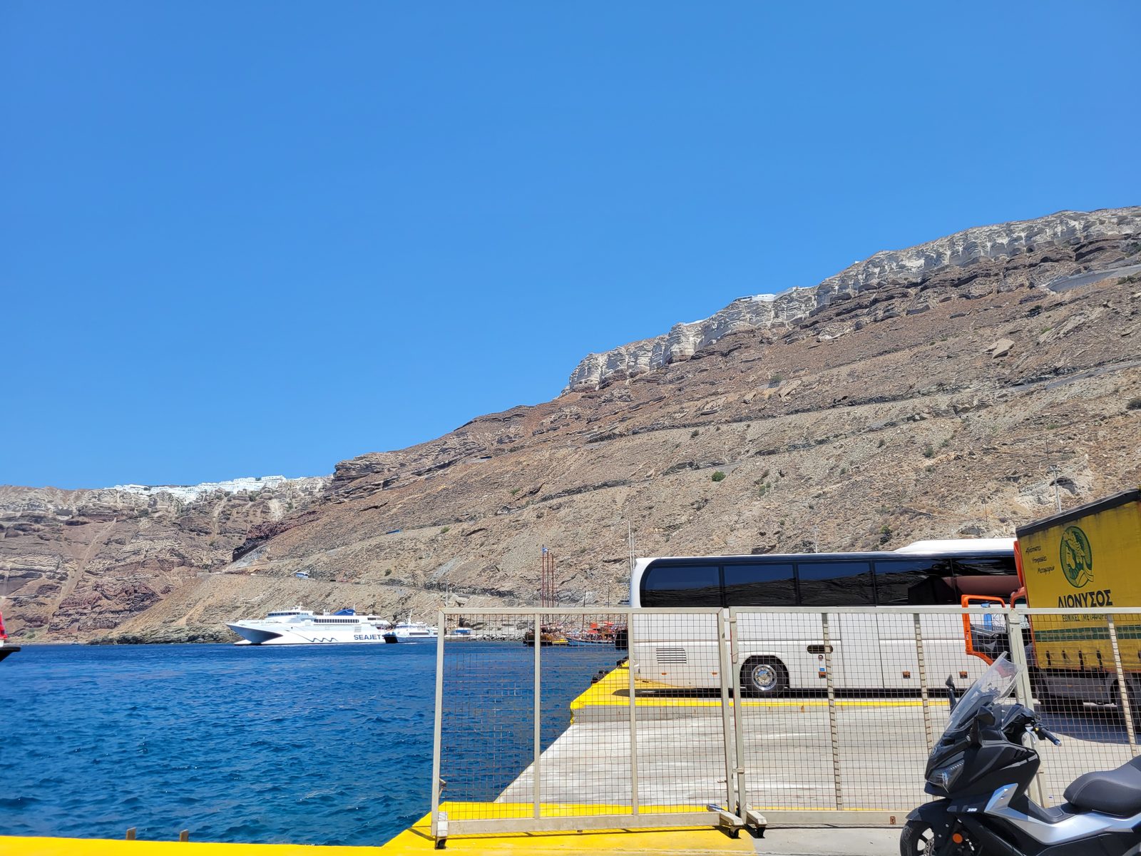 Tendering ashore with the coach waiting