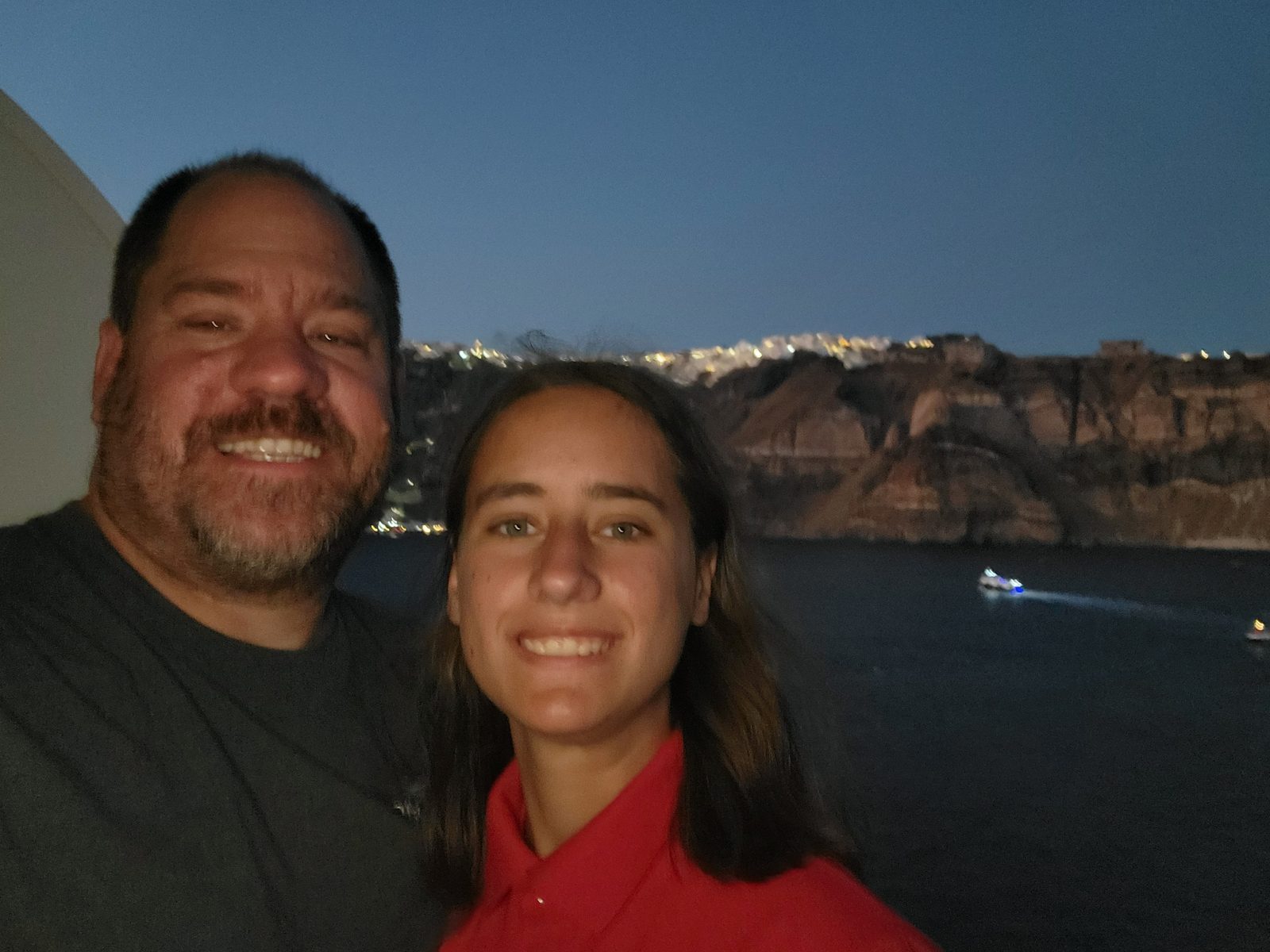 Lisa and me in Fira at dusk