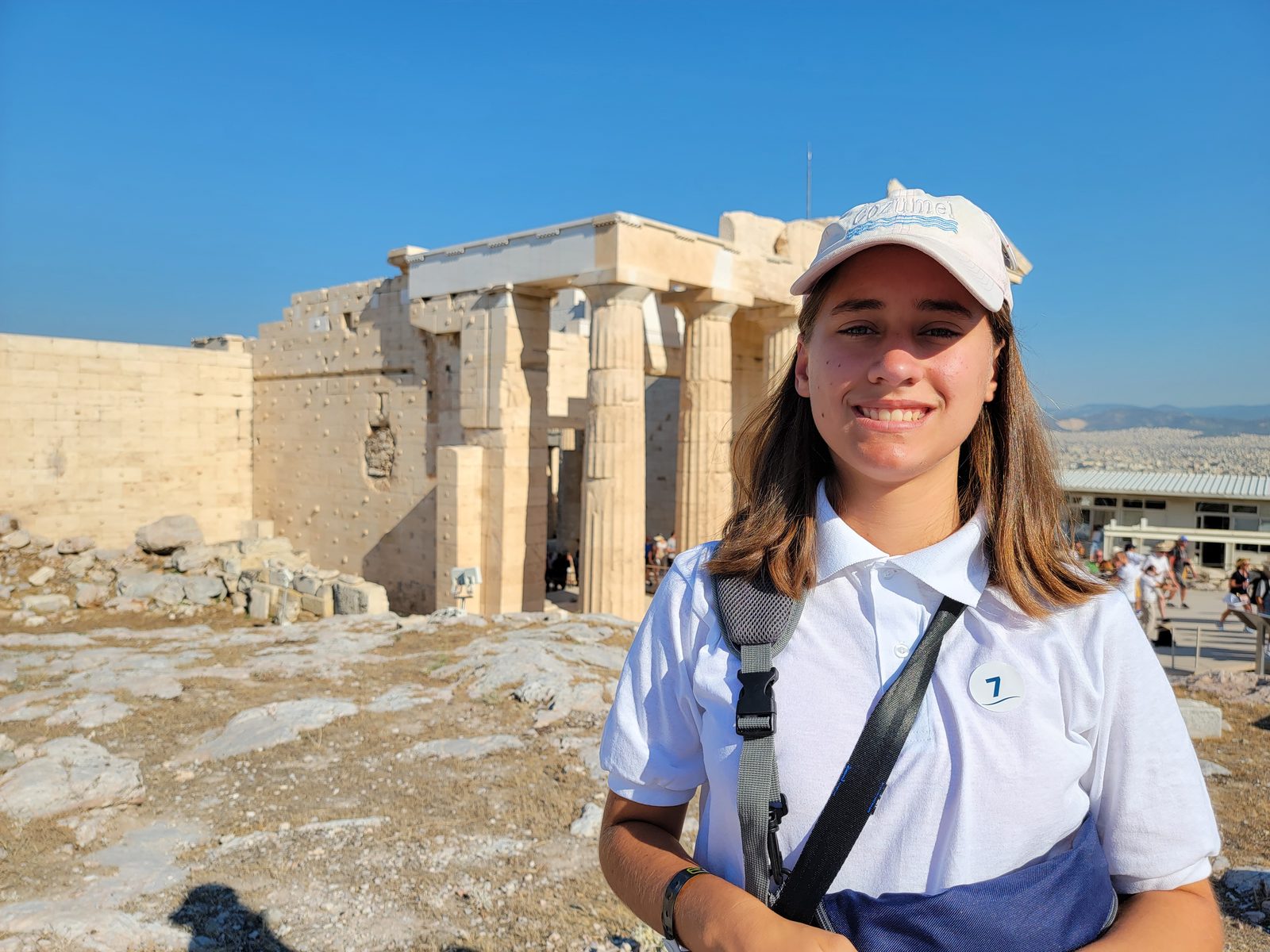 Lisa at the gateway to the Acropolis