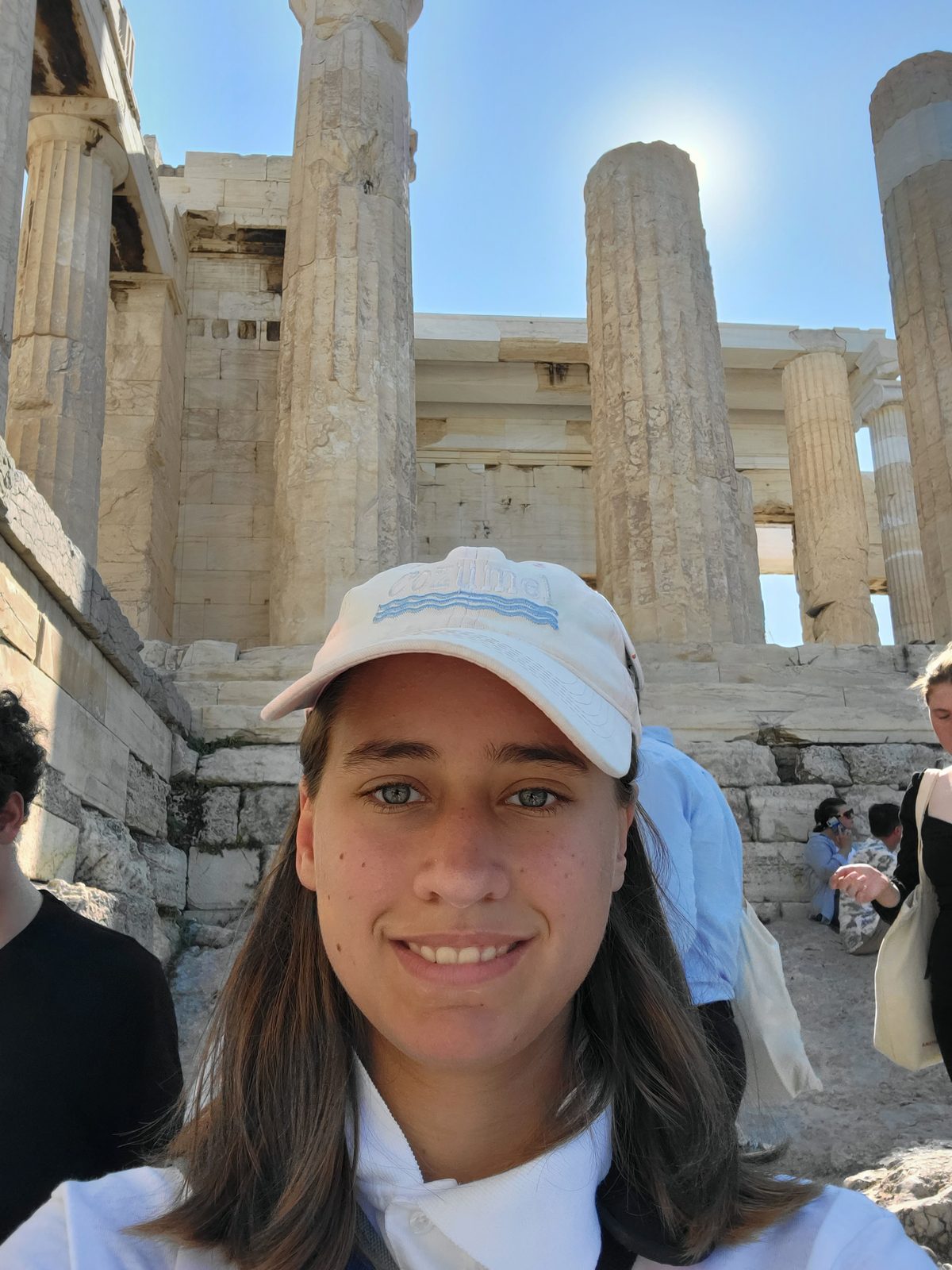 Lisa among the Parthenon's columns