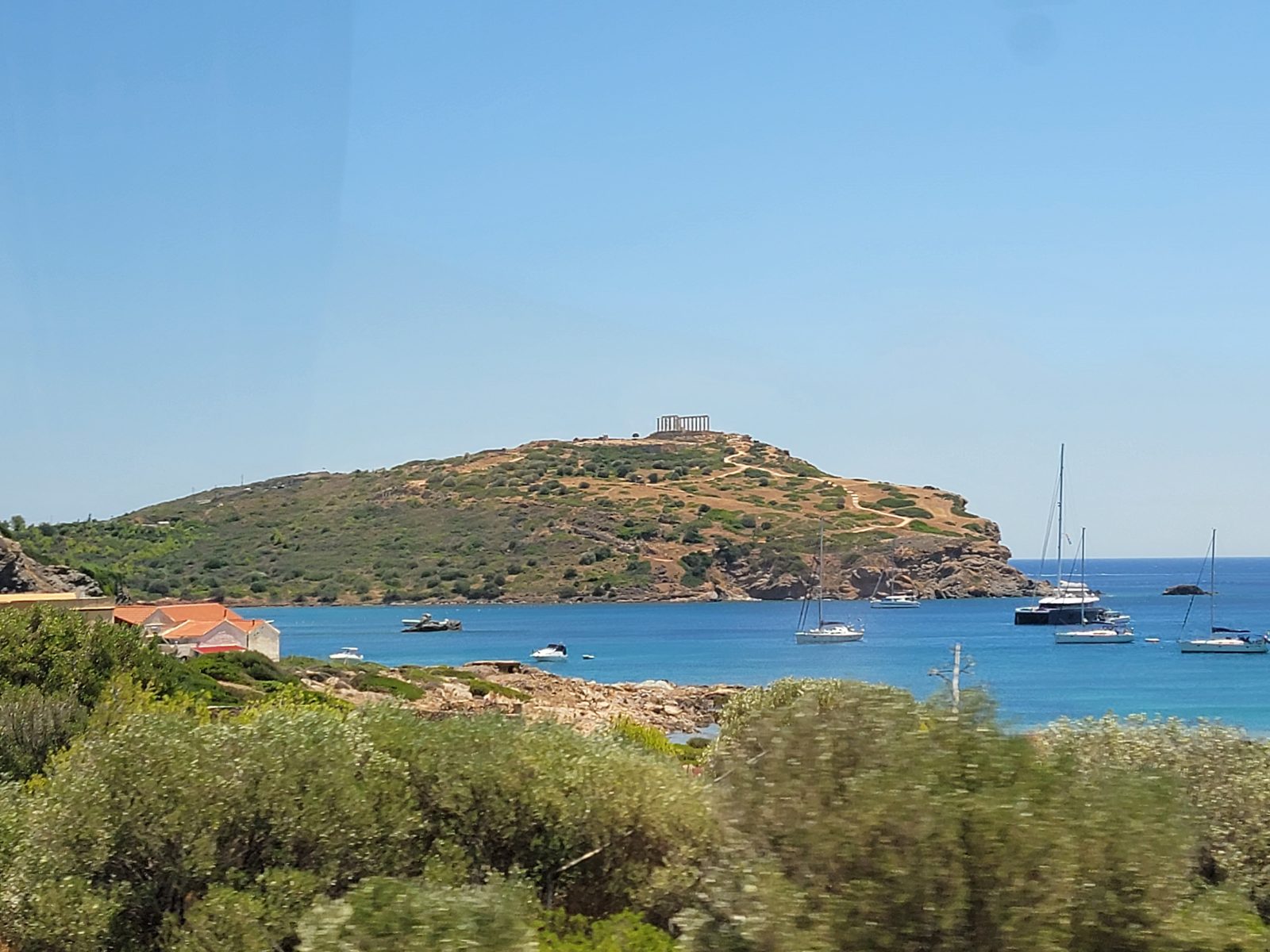 Cape Sounion and the temple from the road