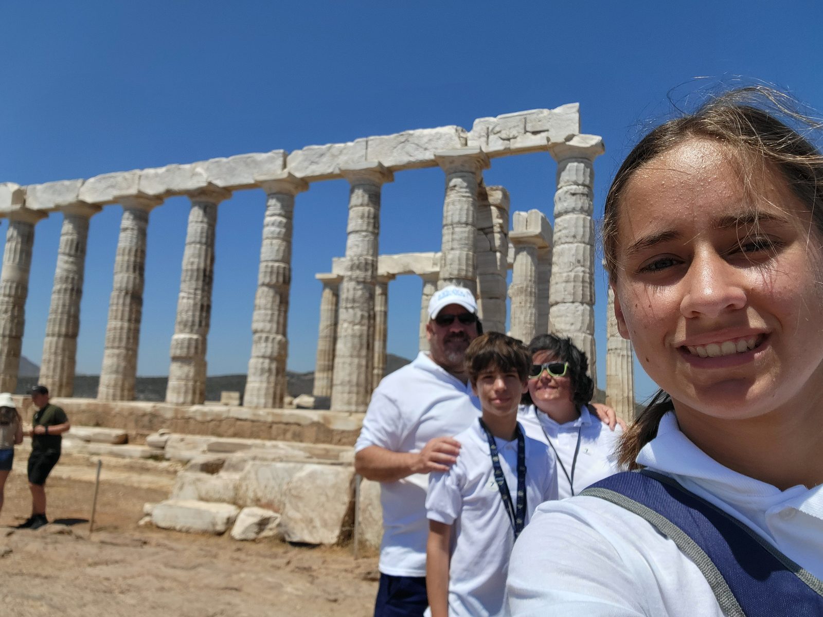 Selfie with the whole crew at Cape Sounion