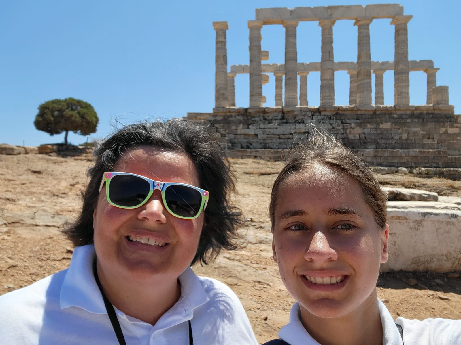 Kathy and Lisa at the Temple of Poseidon