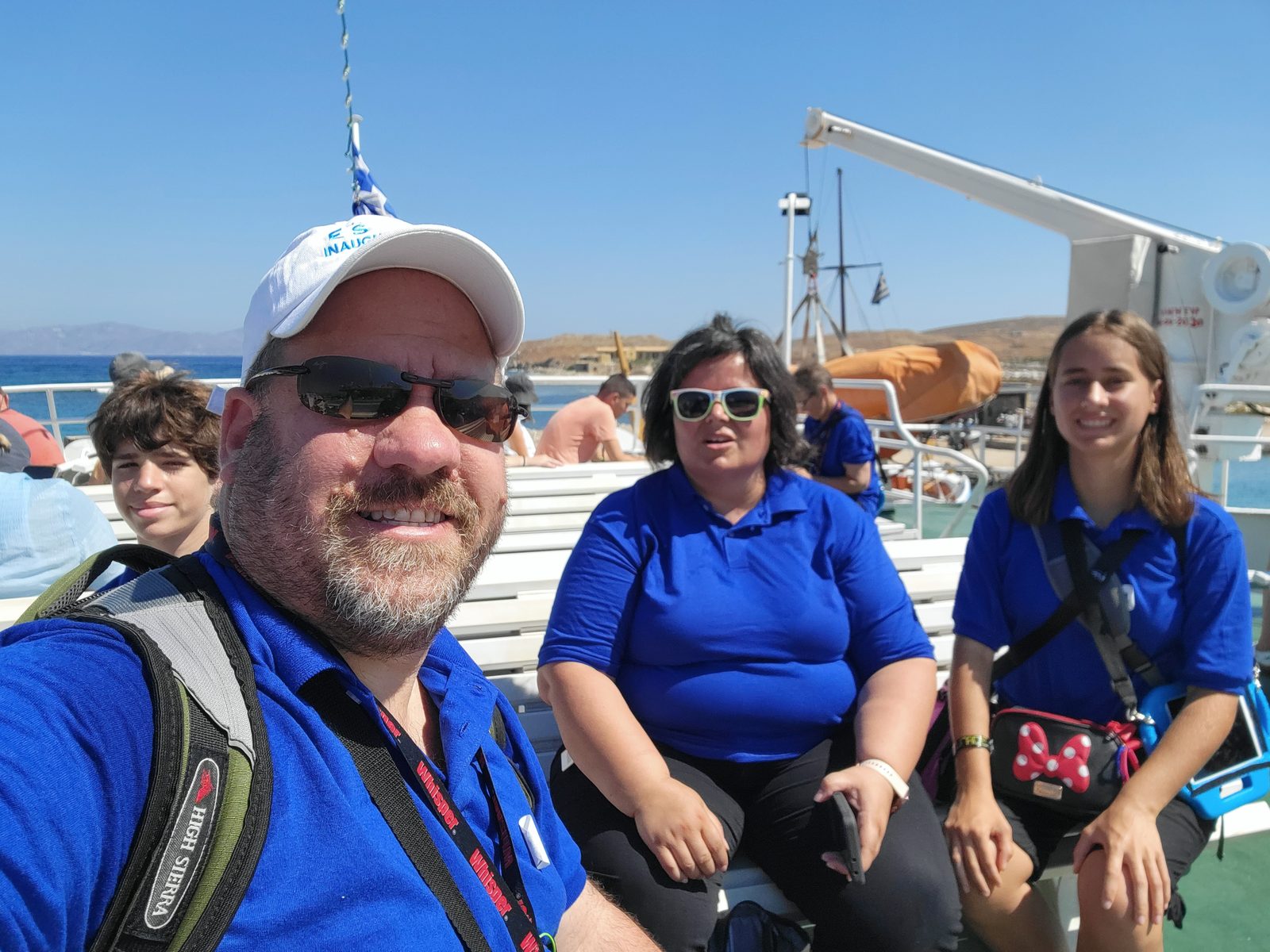 Thomas, Kathy, Lisa and me on the boat back from Delos
