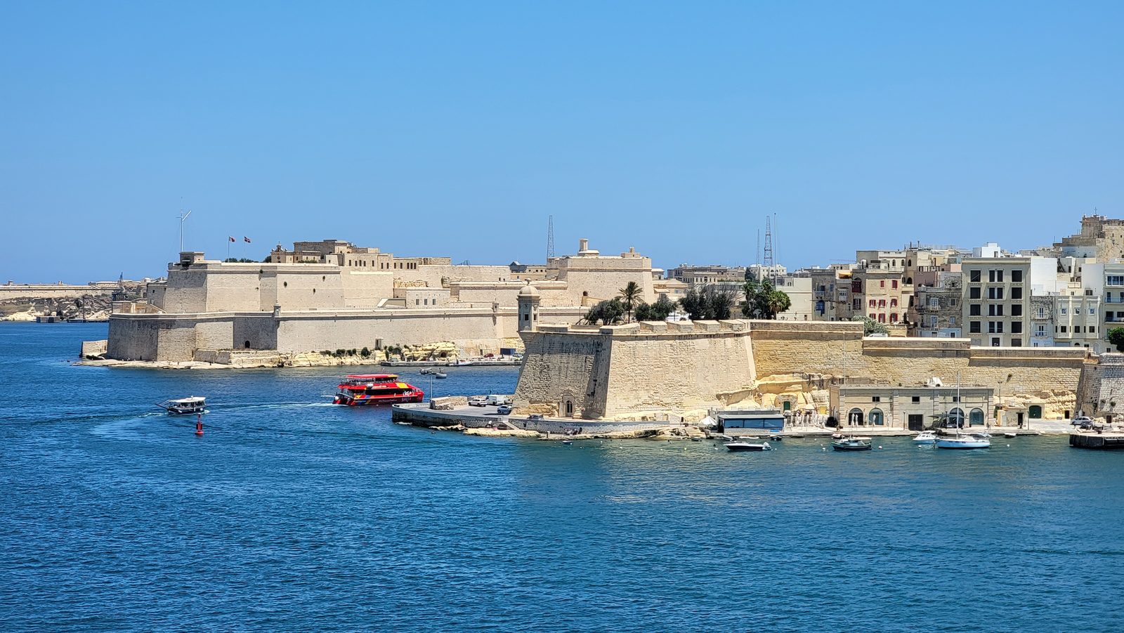 Forts along the Grand Harbour from the ship