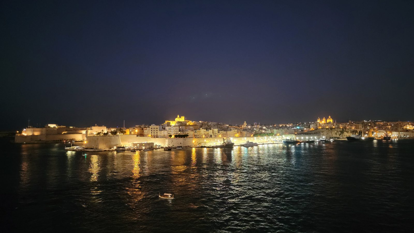 Valletta lit up after dark