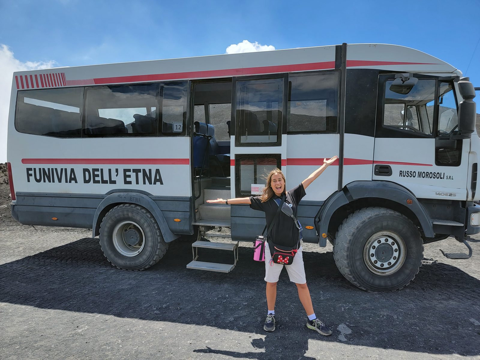 Lisa in front of the Funivia dell'Etna