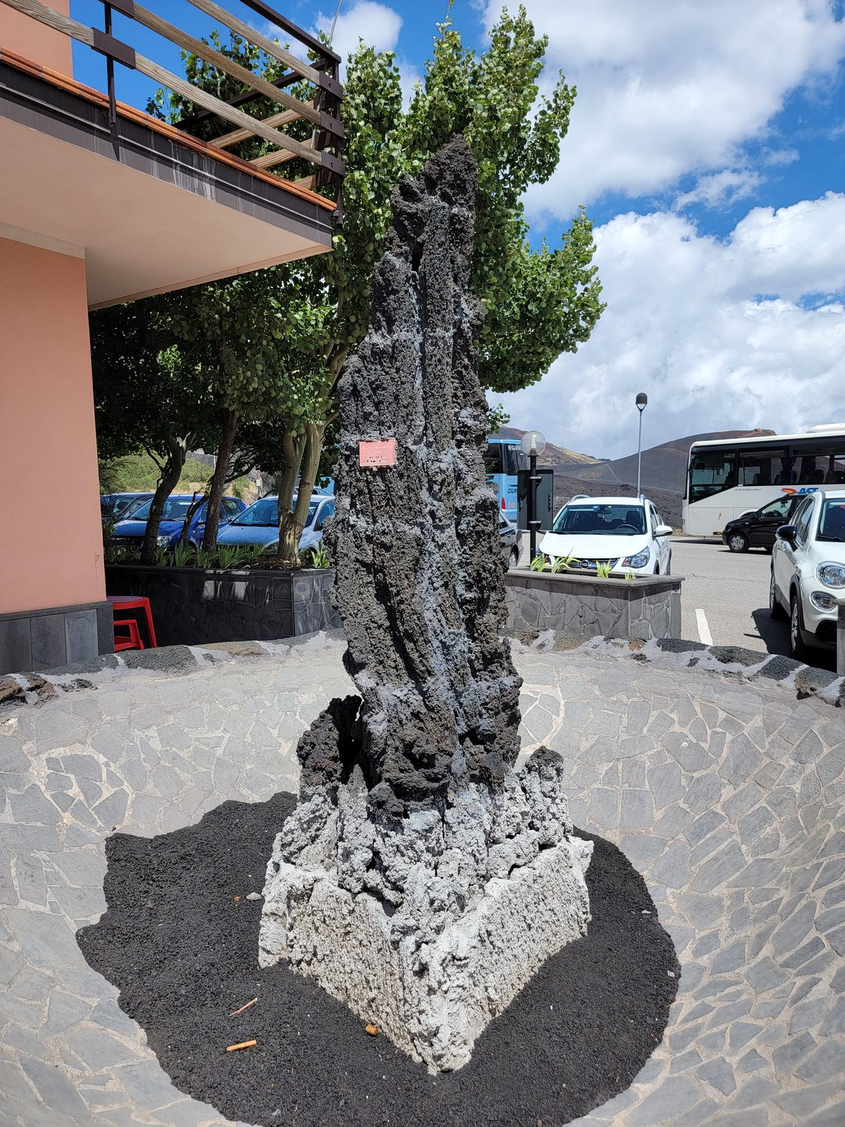 A lava rock sculpture at the trailhead