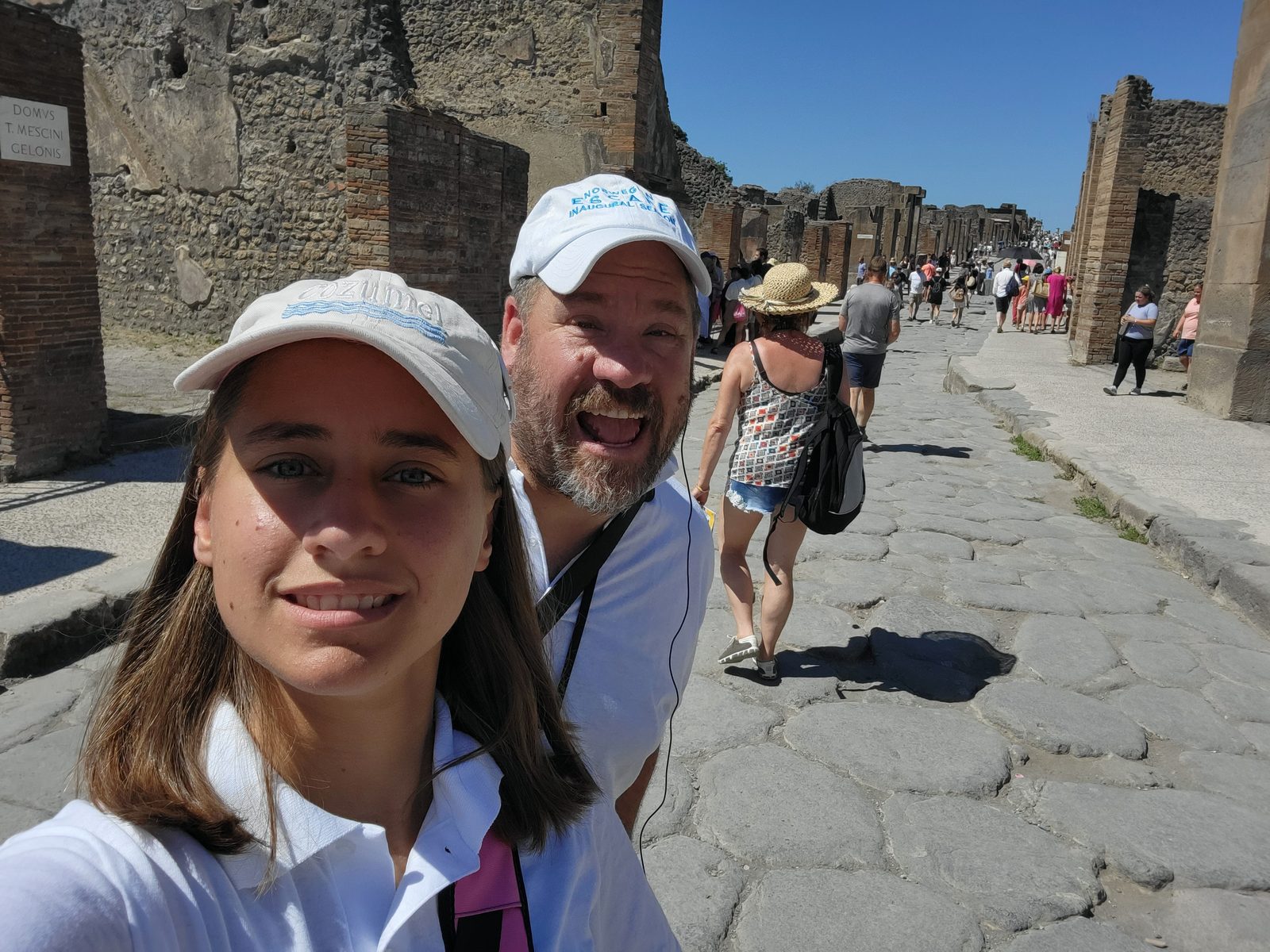 Lisa and me on a sunny street in Pompeii