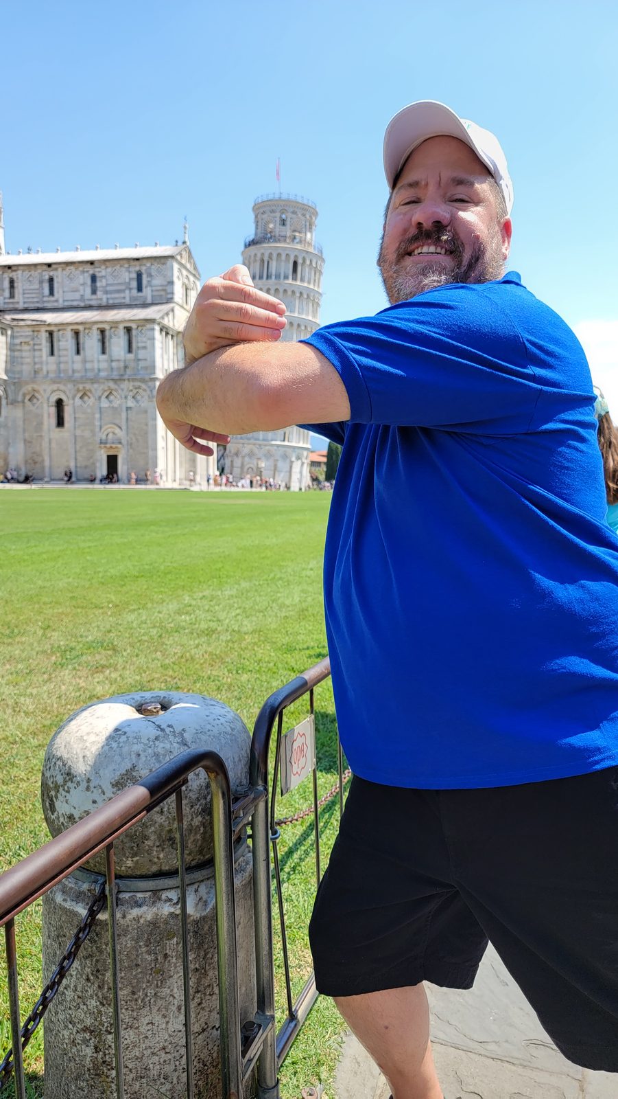 Michael trying to straighten the Leaning Tower