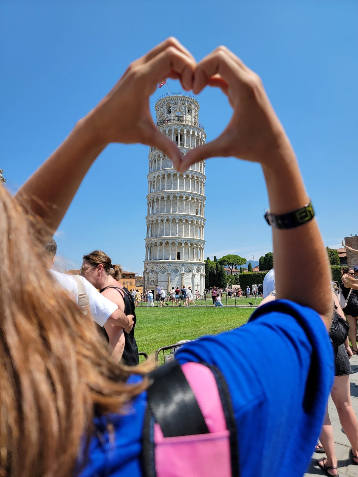 Making a heart around the Leaning Tower