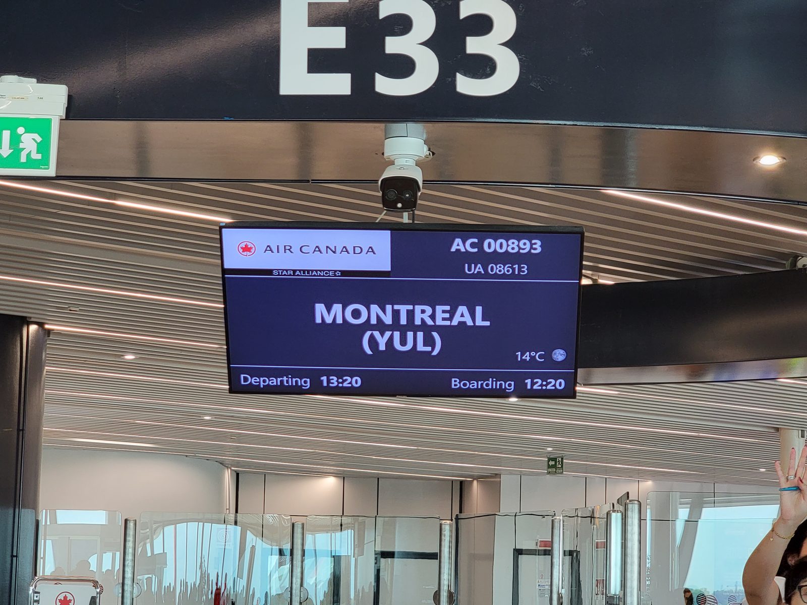 Our gate for AC 893 back to Montreal