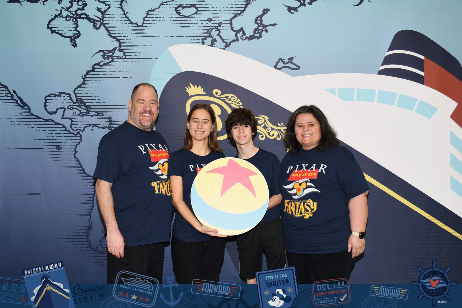 Our first family photo before boarding the Fantasy