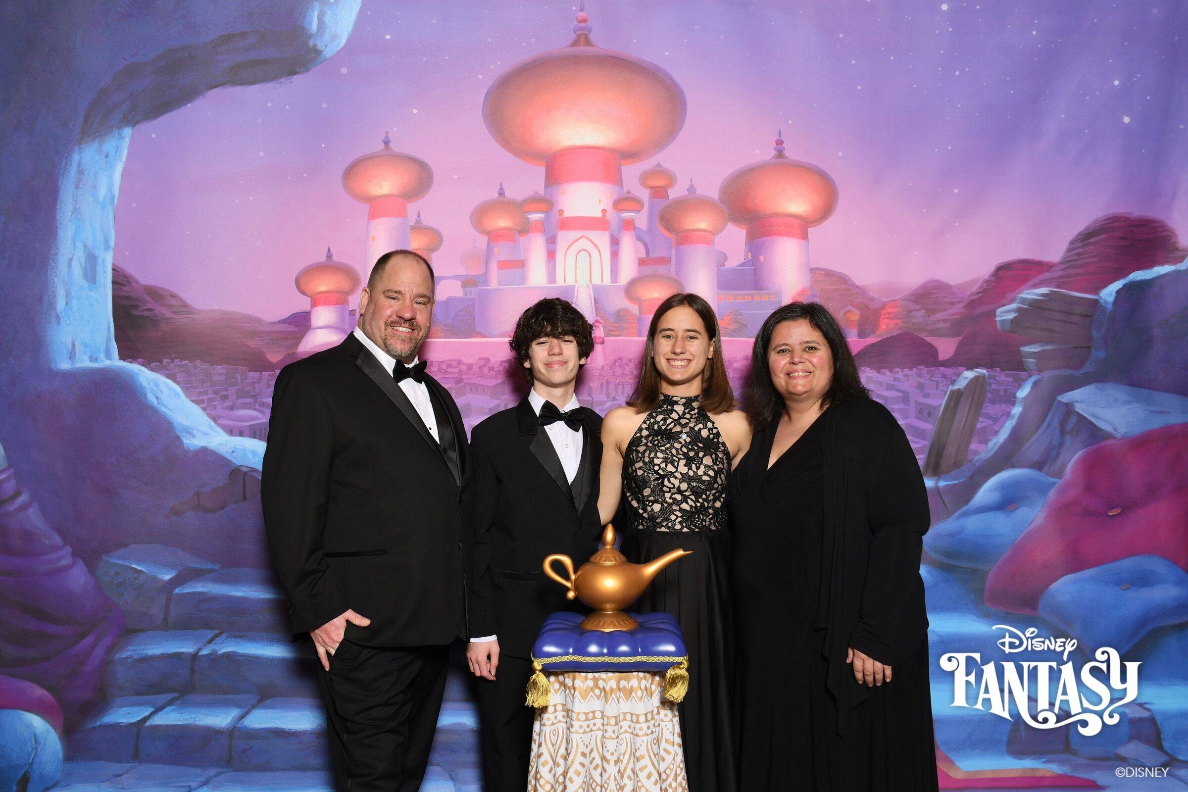 Dressed up for formal night at the Aladdin backdrop