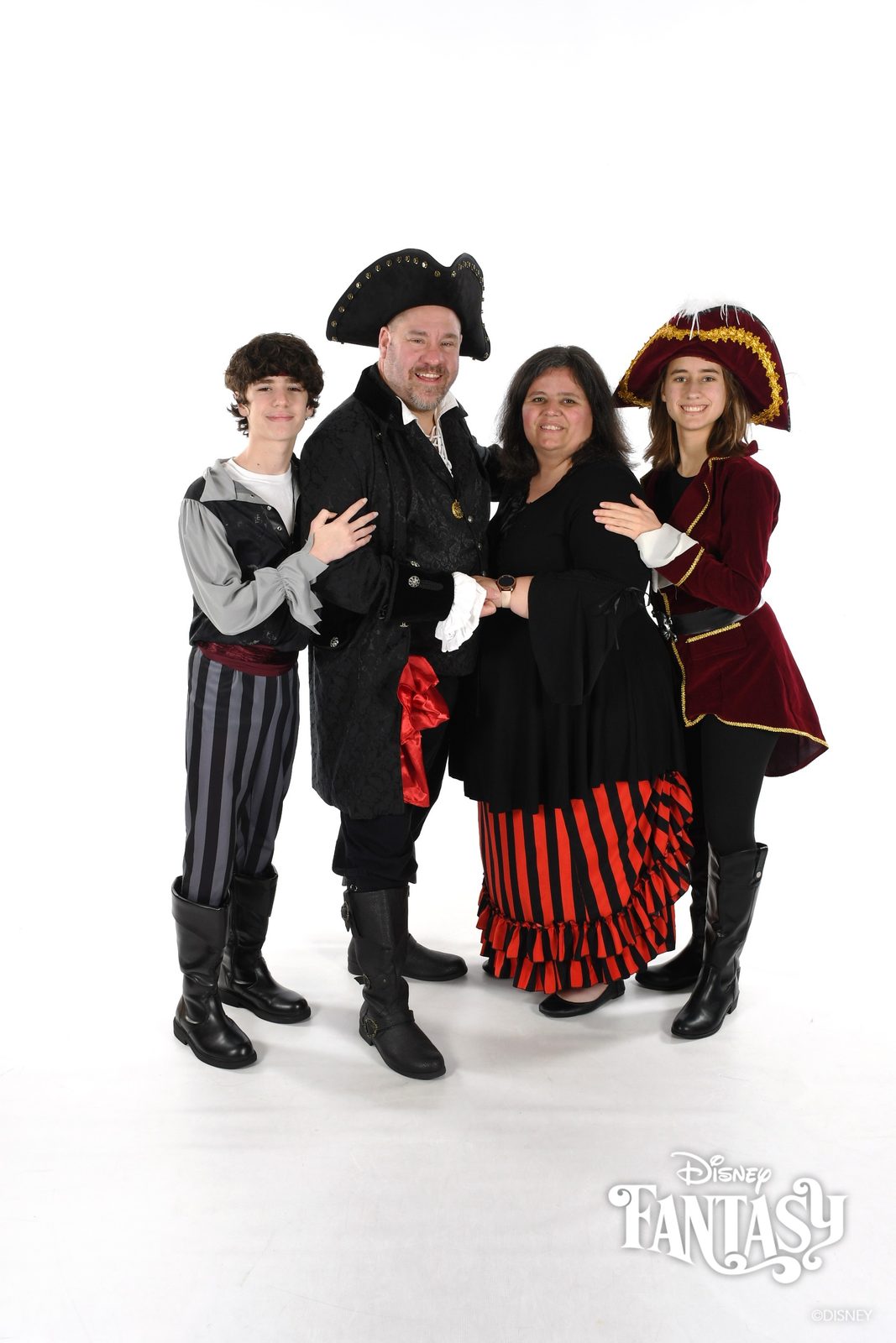 The four of us dressed up for Pirate Night