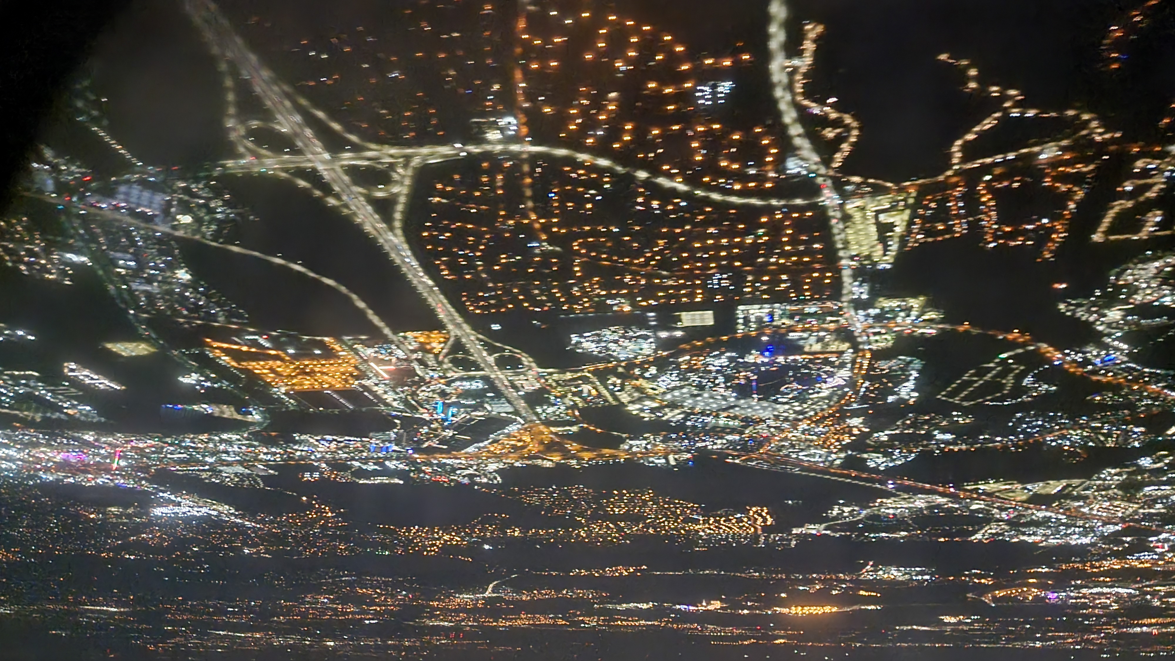 Orlando's lights below as we came in to land