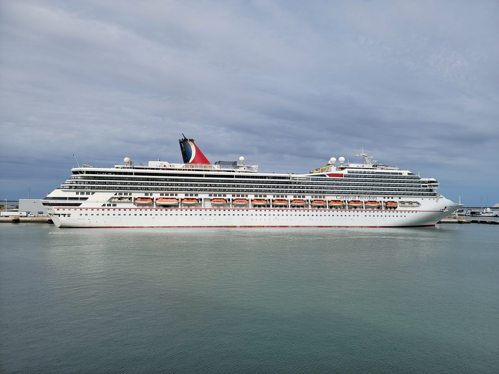 The Carnival Freedom across the water at Port Canaveral