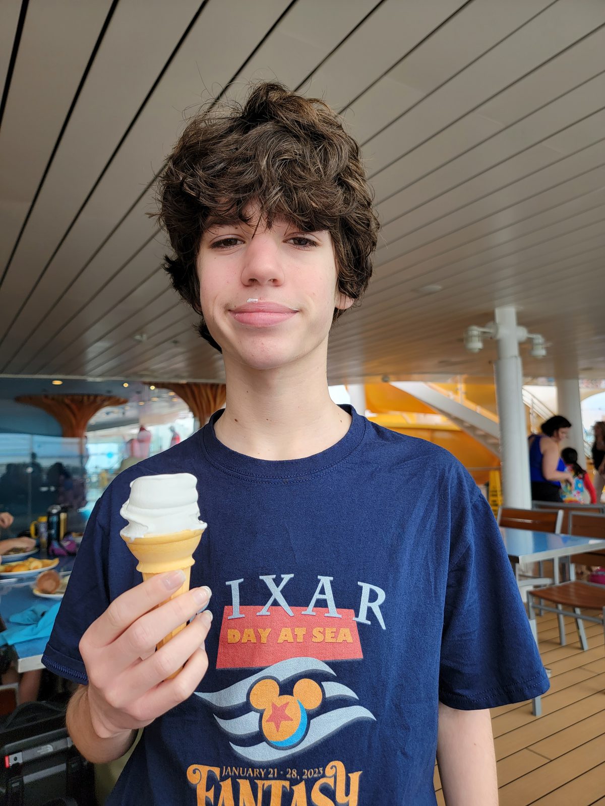 Thomas with the first ice cream cone on the Fantasy