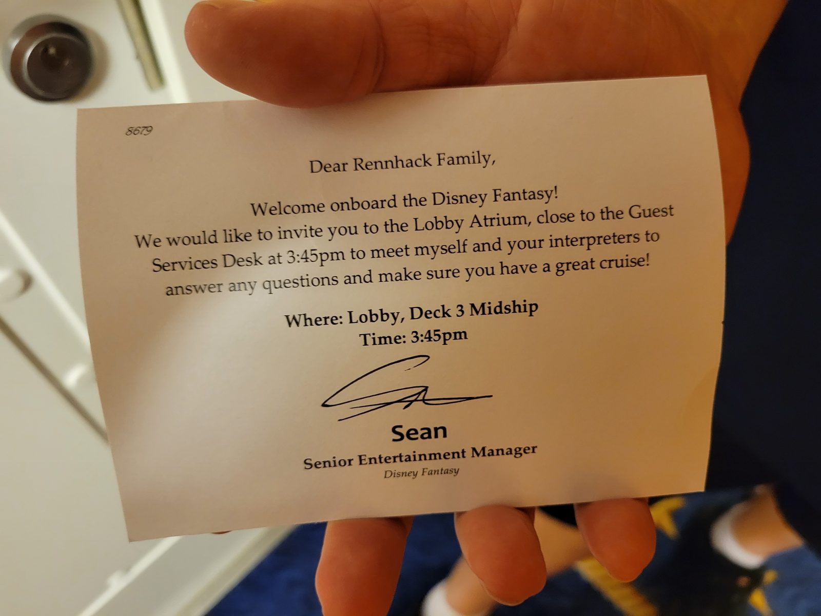 Sean's note inviting us to meet Lisa's interpreters