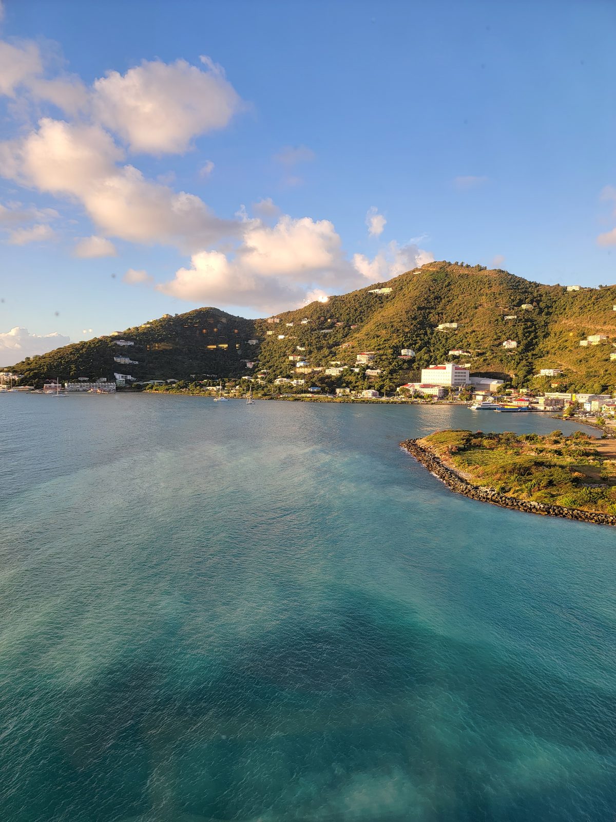 Breakfast view of Tortola from the Fantasy