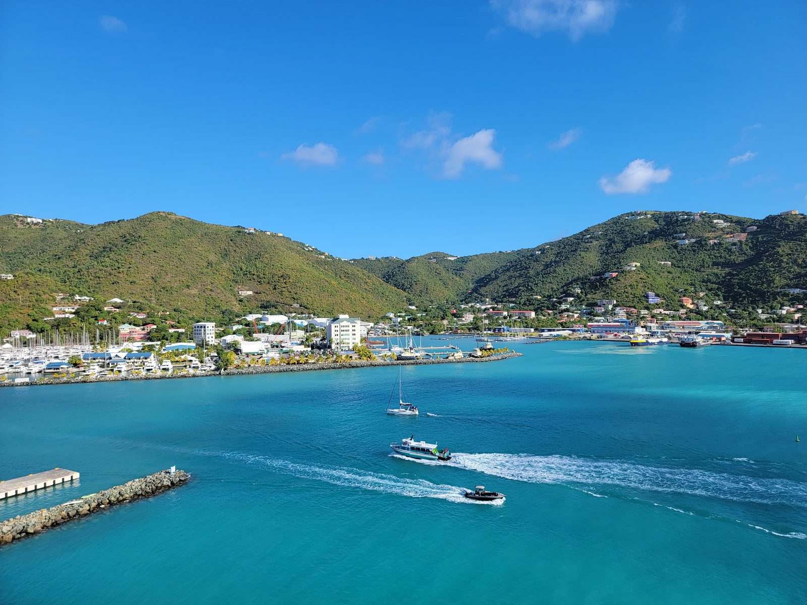 Road Town harbor from the ship in Tortola