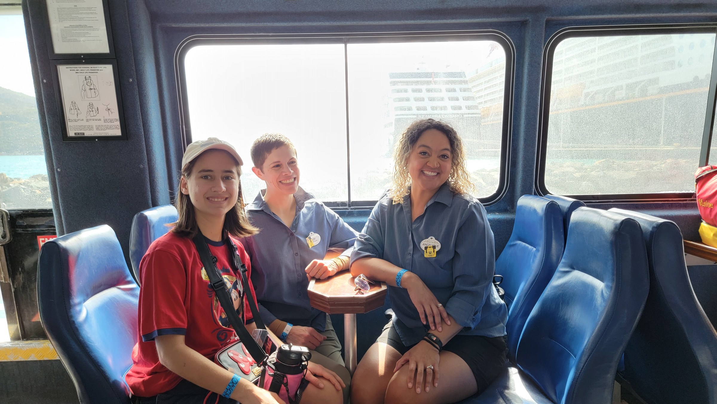 Lisa with Joy and Angelique, our ASL interpreters, on the boat in Tortola