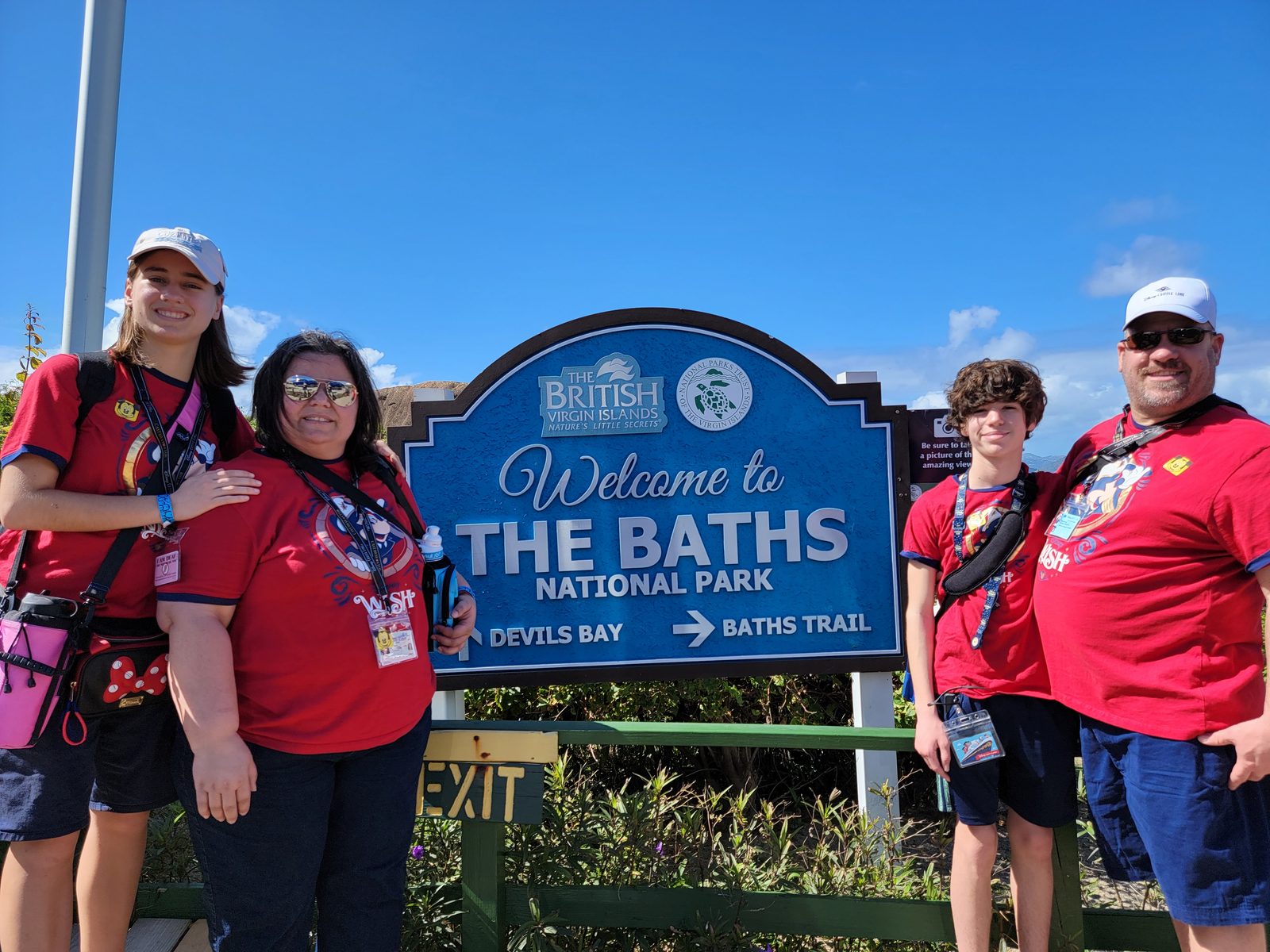 At the welcome sign for The Baths National Park