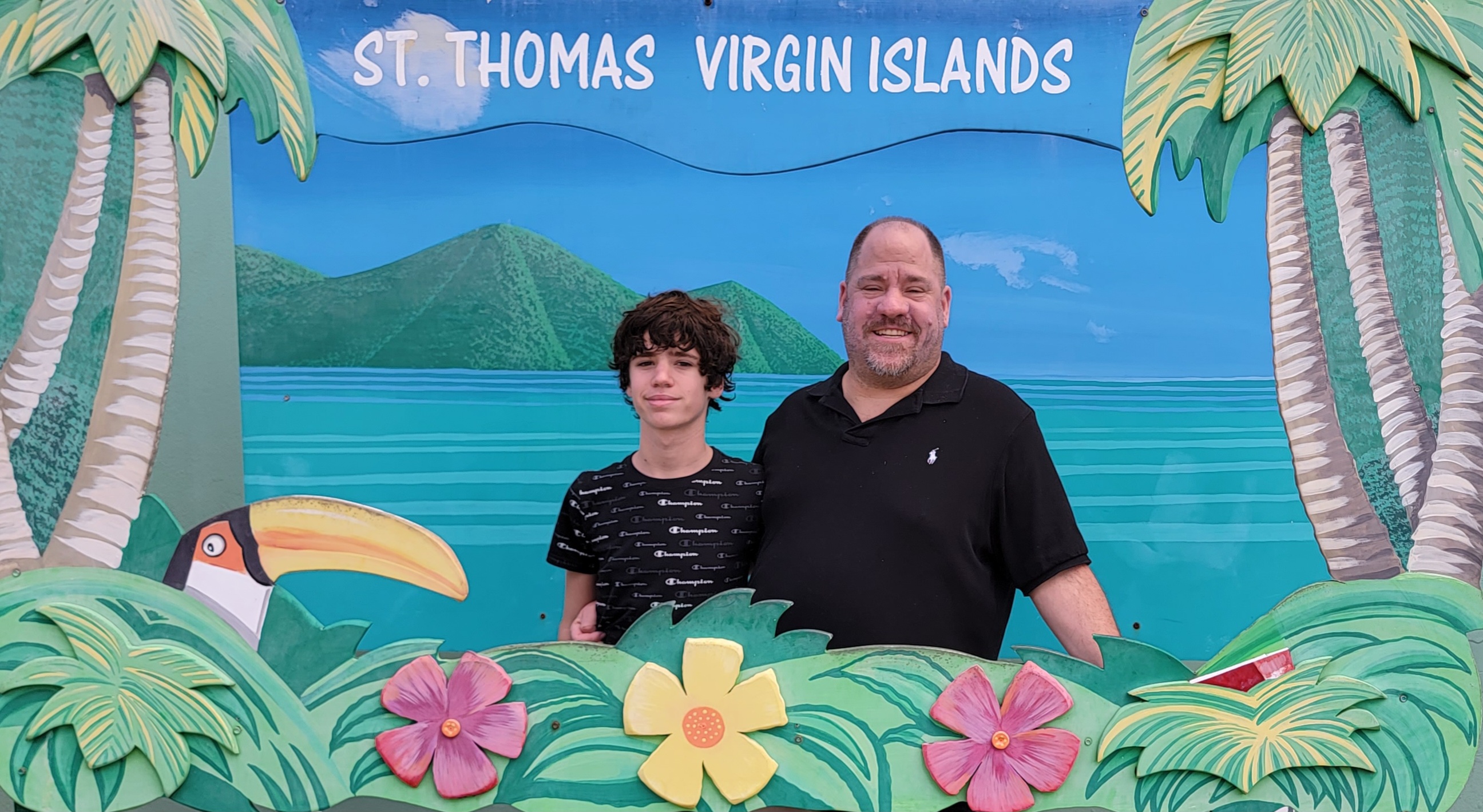 Thomas and me at the St Thomas backdrop