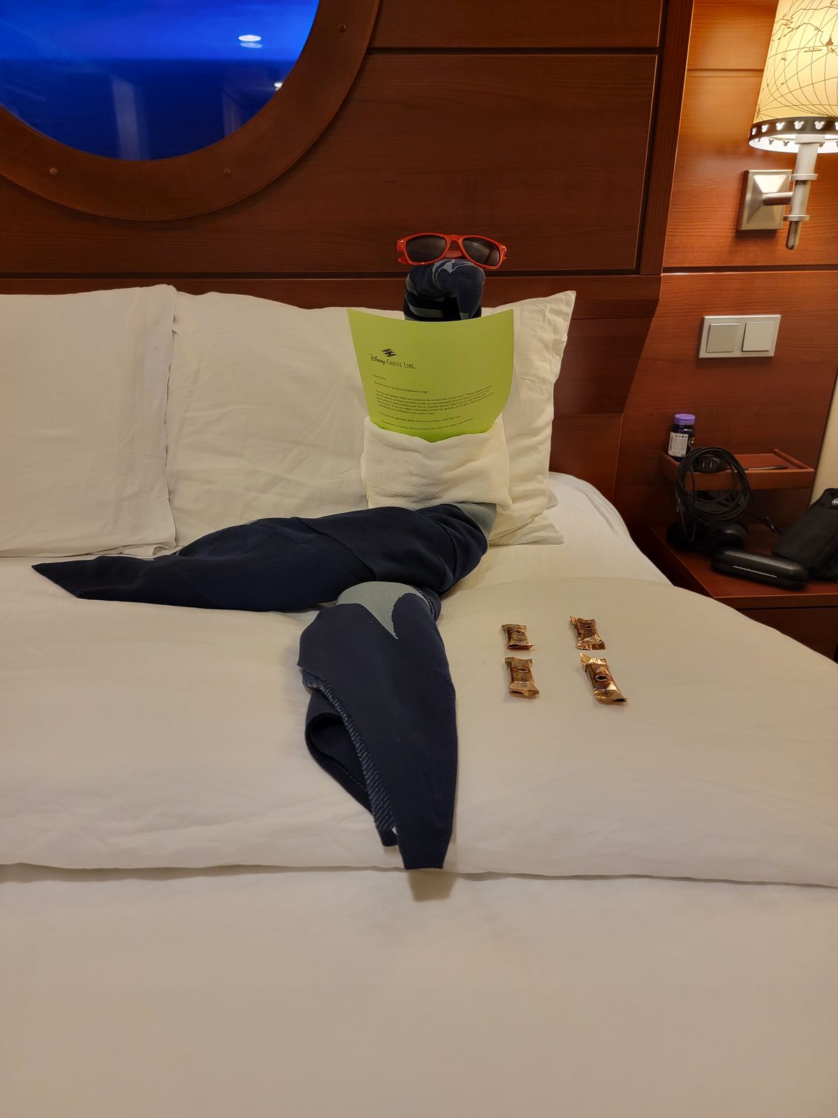 Towel animal waiting on the bed